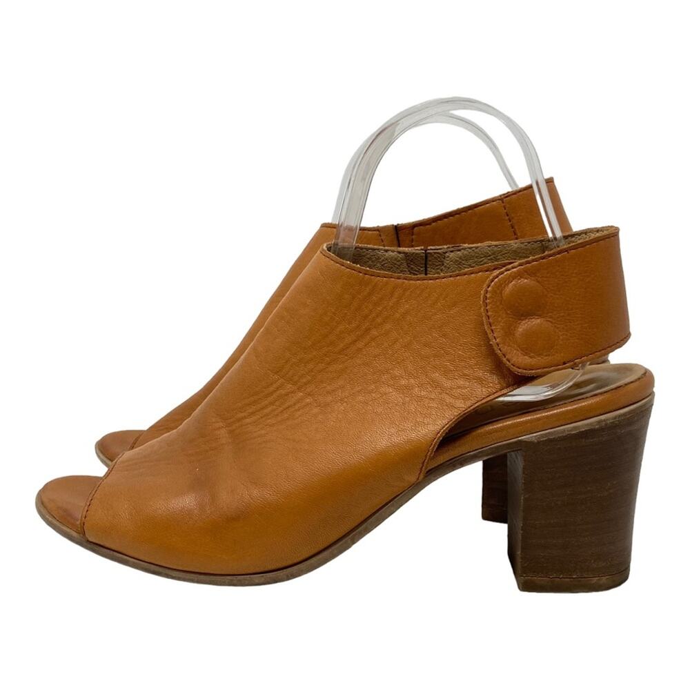 Bueno Leather Slingback Peep Toe Stacked Heels Women’s Size 41